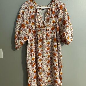 Universal Thread Orange Smocked Bishop Sleeve Dress